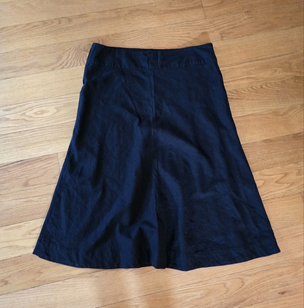 Pret A Porter Bla Bla Minimalist Lagenlook Linen Midi Length Black Skirt Size 44